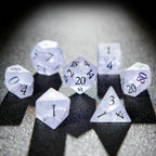 Light Purple Frosted Crystal DND Dice Set + Colorful Numbers