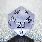 Light Purple Frosted Crystal DND Dice Set + Colorful Numbers