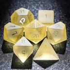 Light yellow gummy frosted and smooth gemstone dice set