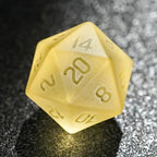 Light yellow gummy frosted and smooth gemstone dice set