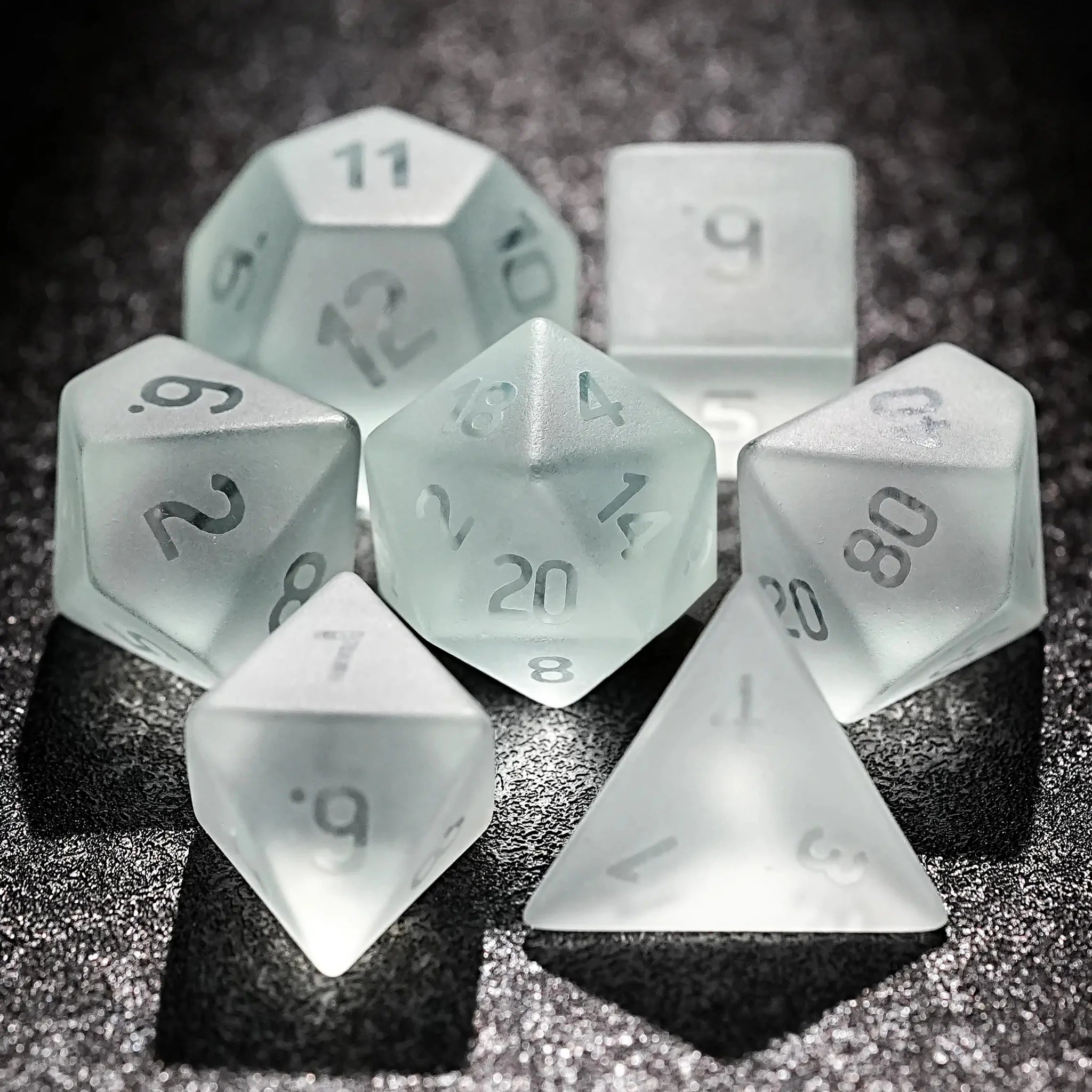 Light yellow gummy frosted and smooth gemstone dice set