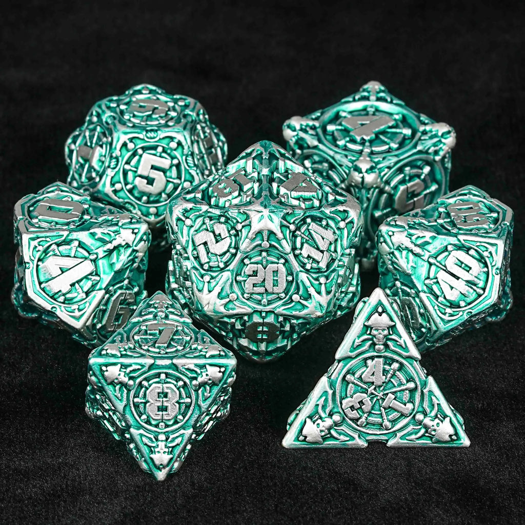 Limited Clearance-Metal Pirate DND Dice Set｜3D Embossed Metal