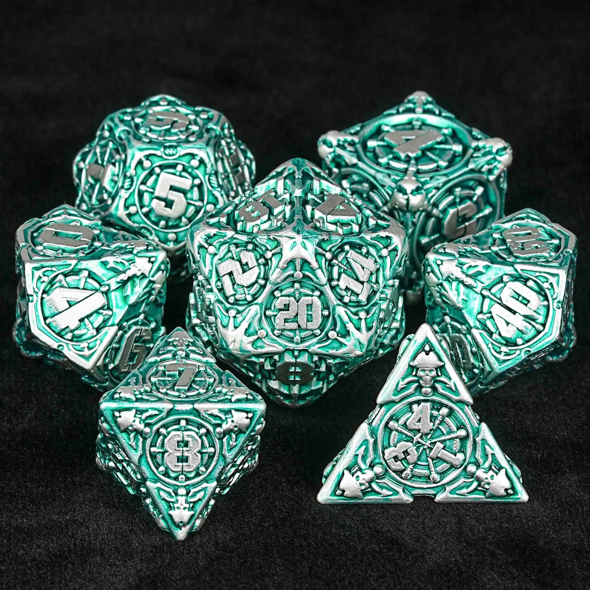 Limited Clearance-Metal Pirate DND Dice Set｜3D Embossed Metal