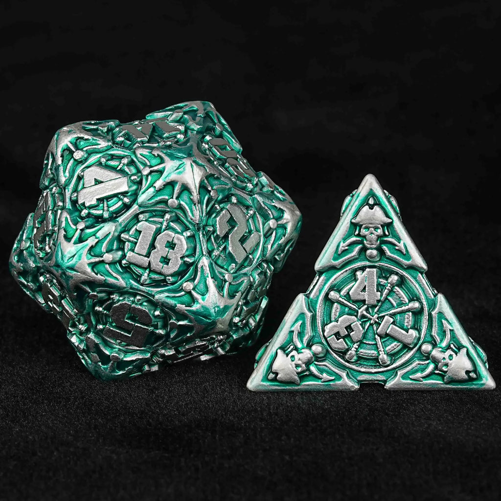 Limited Clearance-Metal Pirate DND Dice Set｜3D Embossed Metal