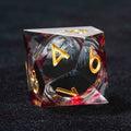 Liquid Core Horror Blood Red Skull 10-sided Dice Resin D10 Dice Gold Font