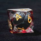 Liquid Core Horror Blood Red Skull 10-sided Dice Resin D10 Dice Gold Font