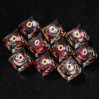 Liquid Core Horror Blood Red Skull 10-sided Dice Resin D10 Dice Gold Font