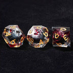 Liquid Core Horror Blood Red Skull 10-sided Dice Resin D10 Dice Gold Font