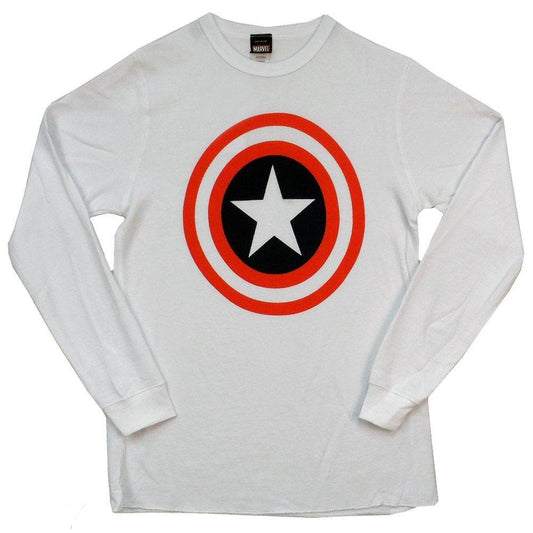 Captain America Shield Symbol Marvel Comics Thermal Long Sleeve T-Shirt - S