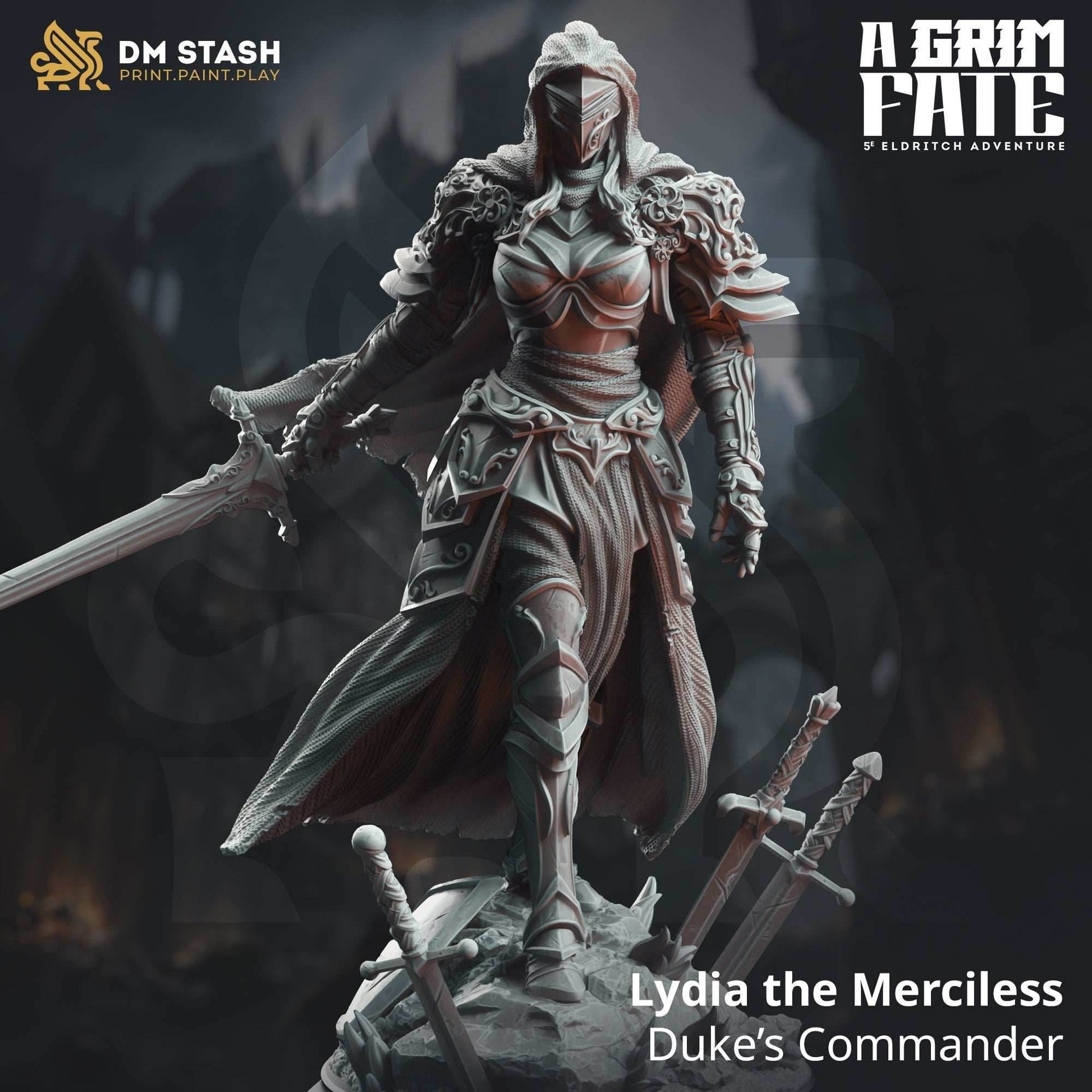 Lydia the Merciless, Duke's Commander (Female Human Paladin) - 32mm Scale