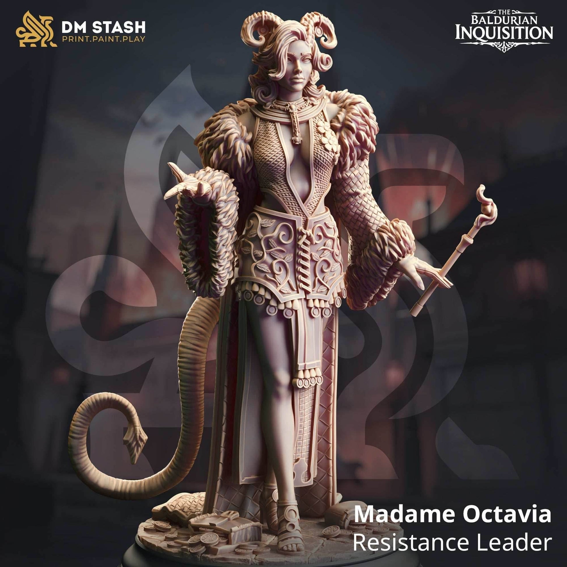 Madame Octavia, Resistance Leader (Female Tiefling Warlock) - 32mm Scale