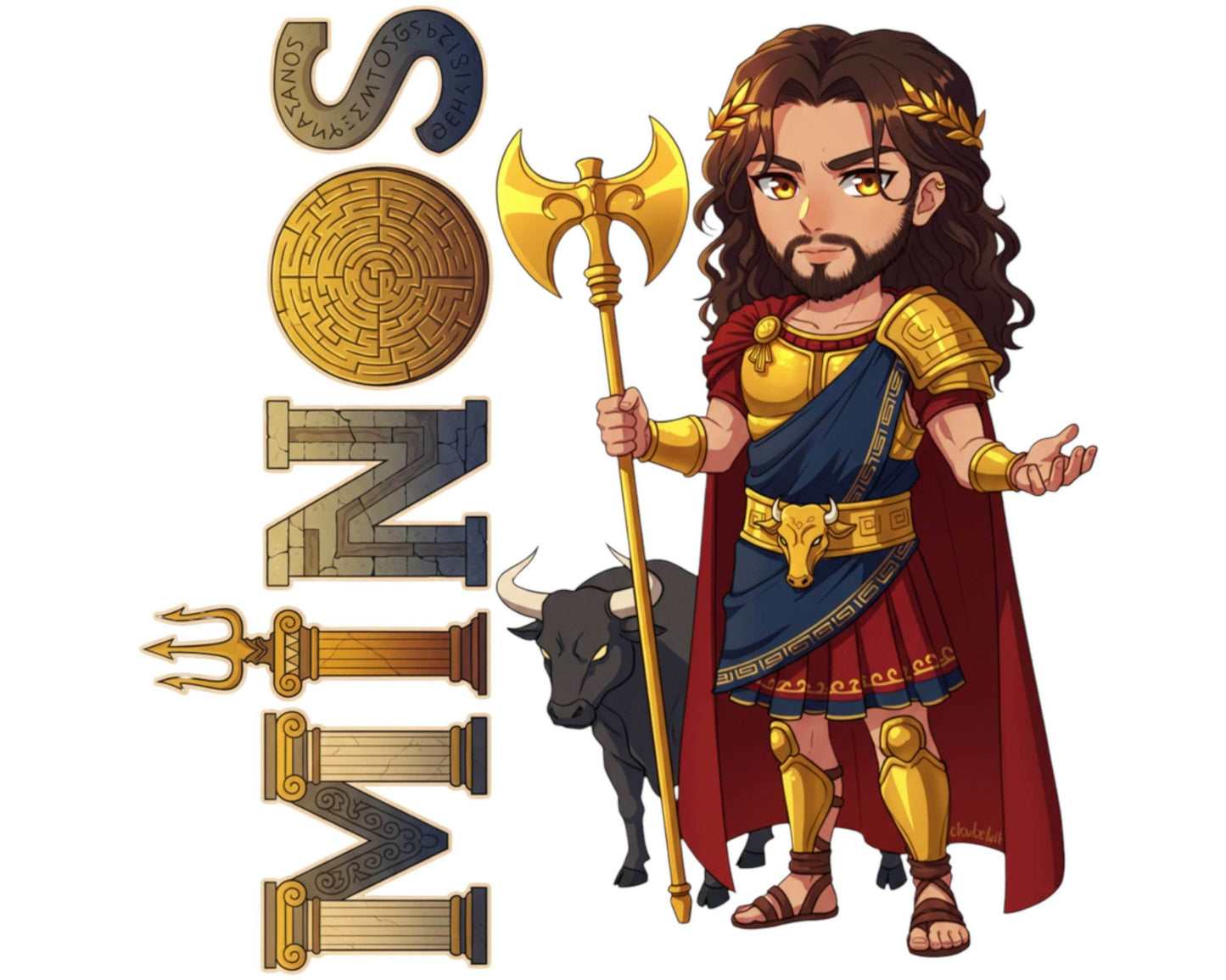Minos Sticker and Magnet - Lord of the Labyrinth Mythkins™ – Legendary King of Crete | Waterproof & UV-Proof - Sticker / Mini