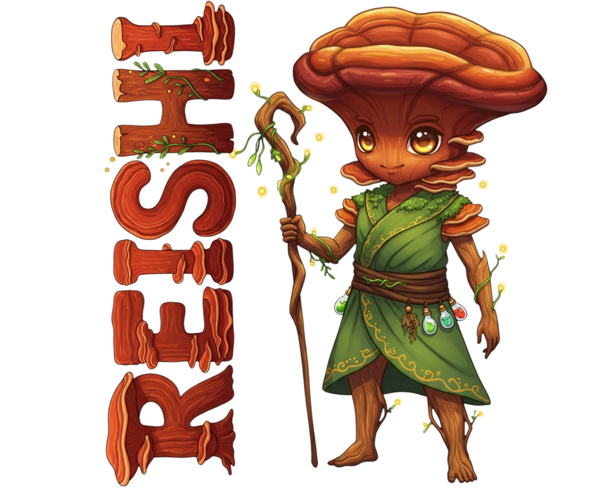 Reishi Sticker and Magnet - Mushroom of Immortality Fungikins™ – Medicinal Mushroom Art | Waterproof & UV-Proof - Sticker / Mini