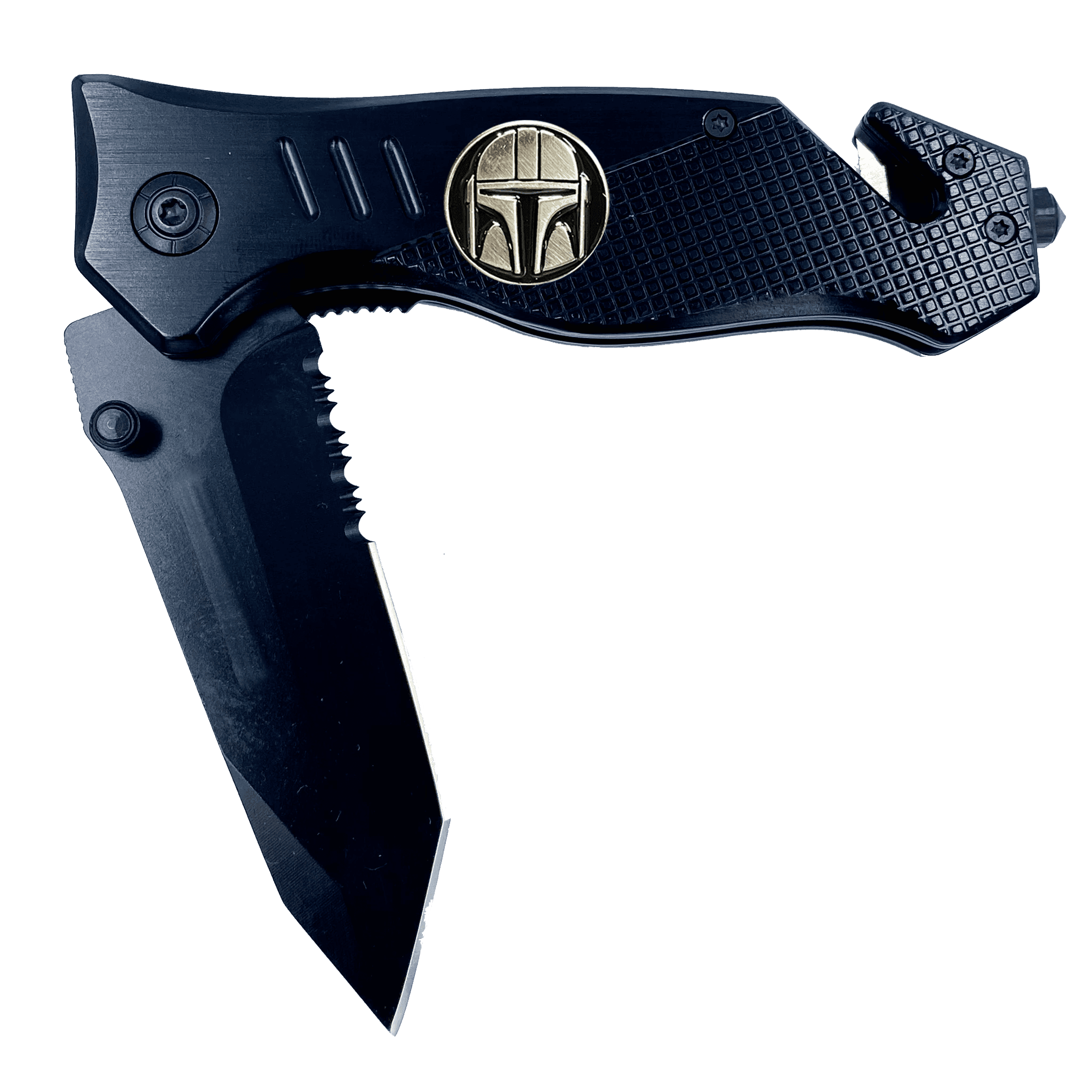GL3-017 Mandalorian Inspired 3-in-1 Police Tactical Rescue knife tool knife Star Wars parody with Seatbelt Cutter, Steel Serrated Blade, Glass Breaker - 