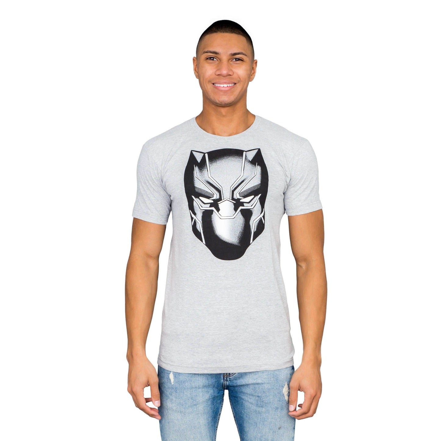 Marvel Comics Black Panther Headshot Heather Gray T-shirt - L