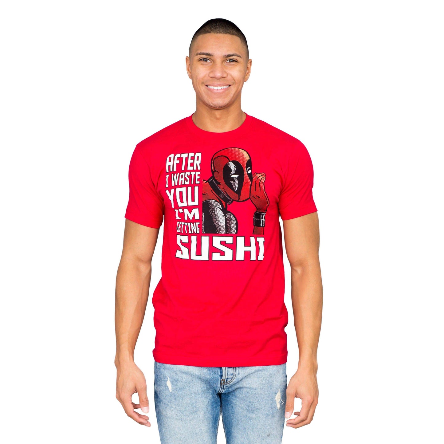 Marvel Comics Deadpool Sushi Red T-shirt - XL