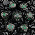 Mechanical Gear Solid Metal DND Dice Set Pearl Gun - Flash Green