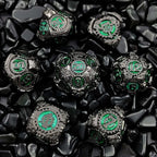 Mechanical Gear Solid Metal DND Dice Set Pearl Gun - Flash Green