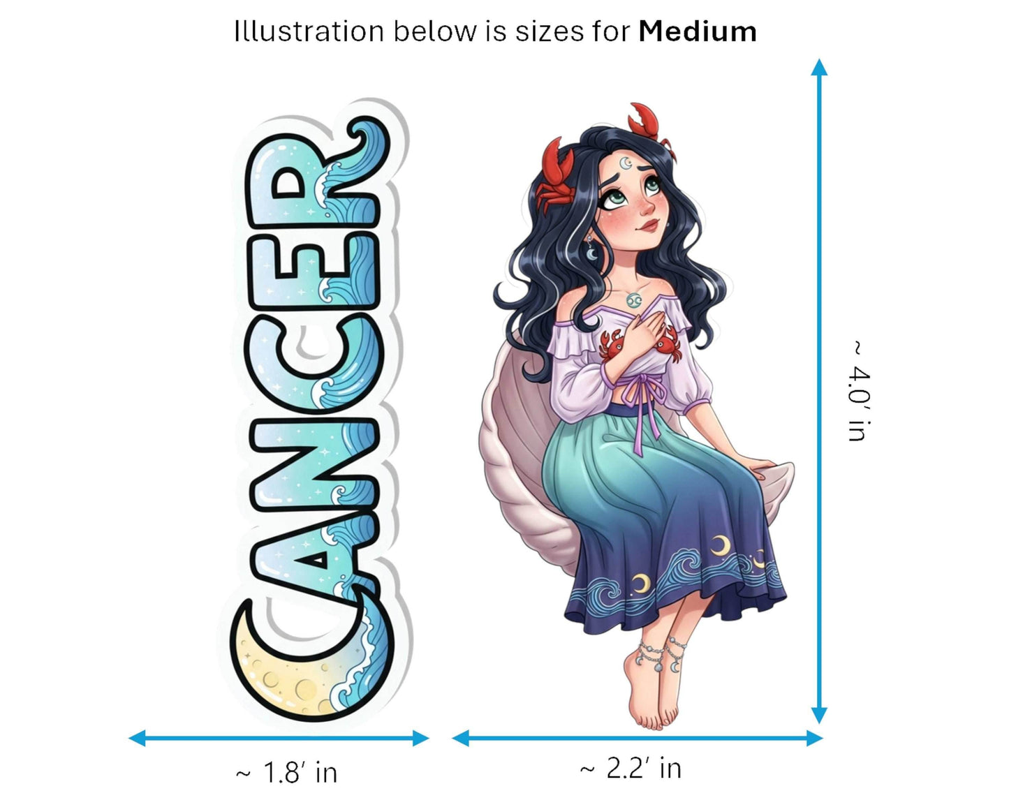 Cancer Sticker and Magnet - the Celestial Crab Horoskins™ – Zodiac Water Sign | Waterproof & UV-Proof - Sticker / Medium