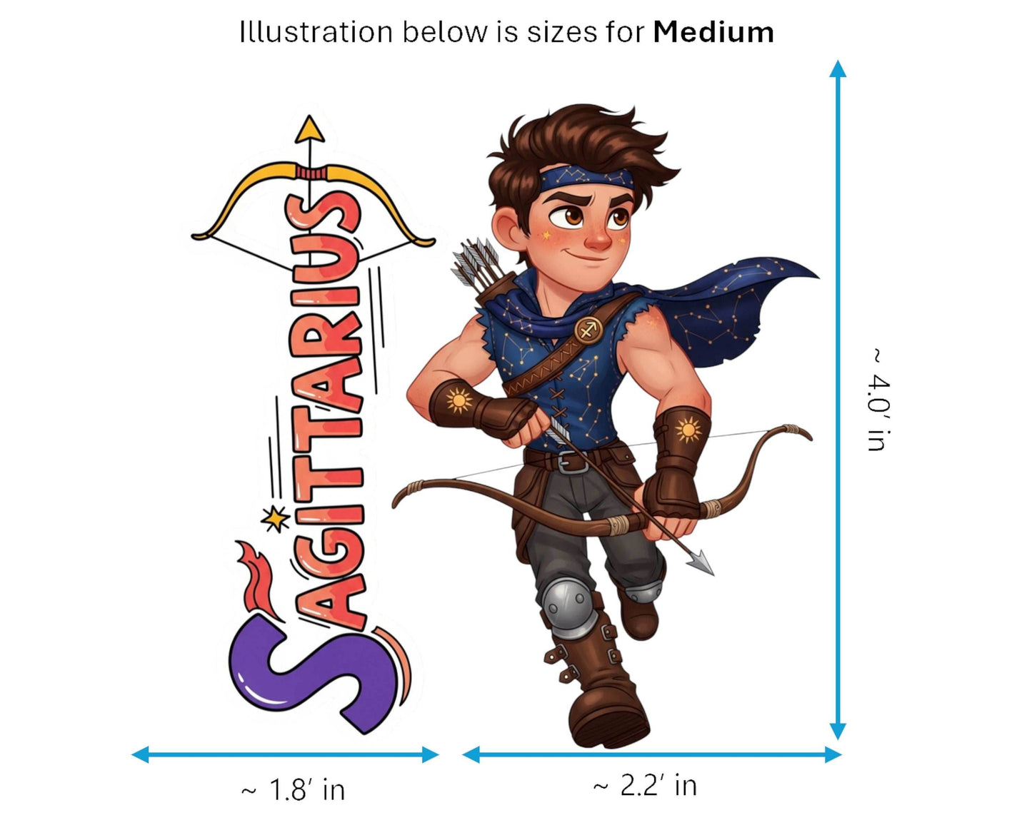 Sagittarius Sticker and Magnet - the Adventurer Horoskins™ – Zodiac Fire Sign | Waterproof & UV-Proof - Sticker / Medium
