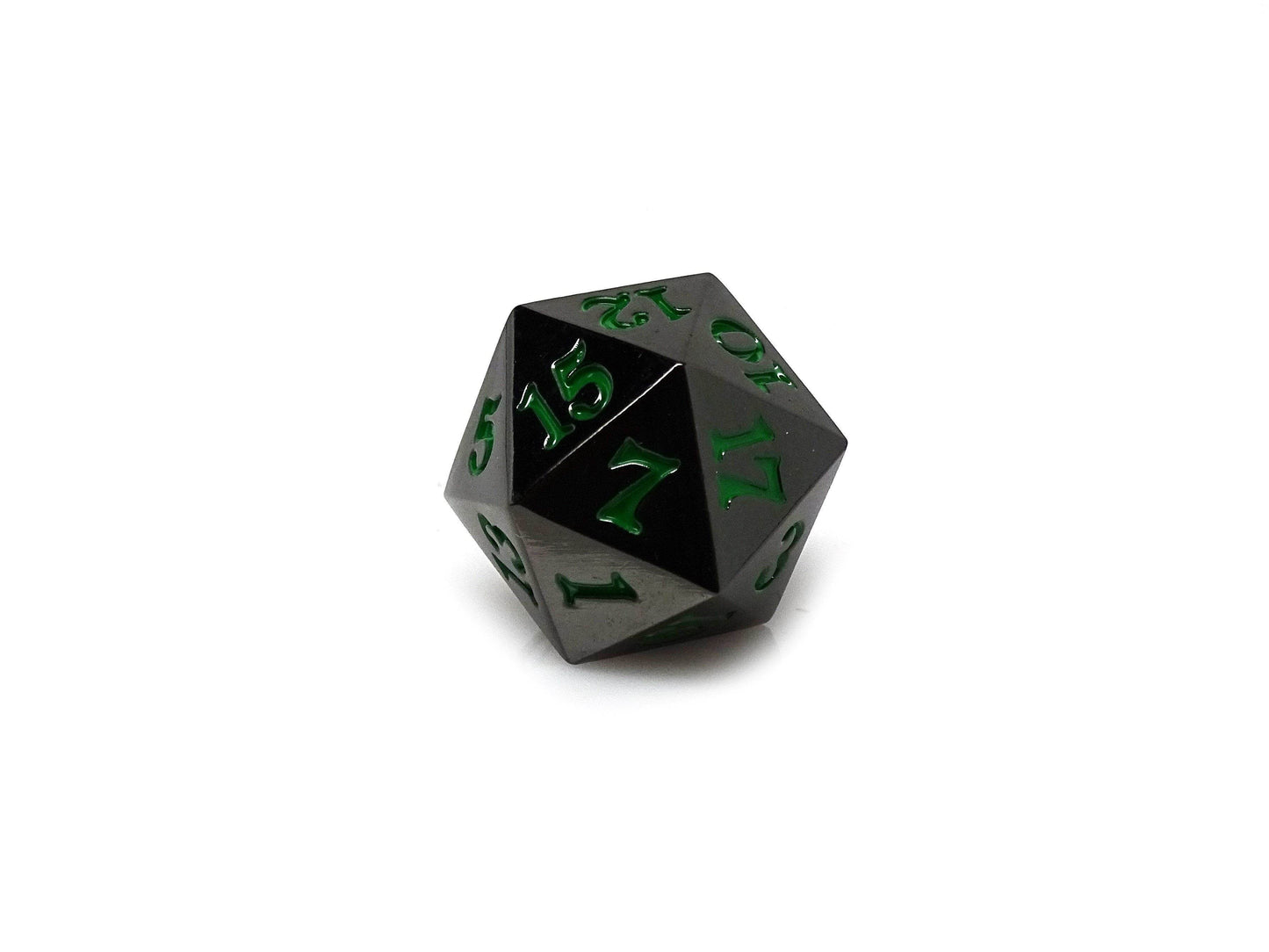 Gun Metal D20 - Signature Font - Green Font - 