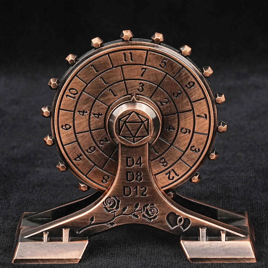 Metal DND Dice Spinner: Rose Love Ferris Wheel Spinning Dice