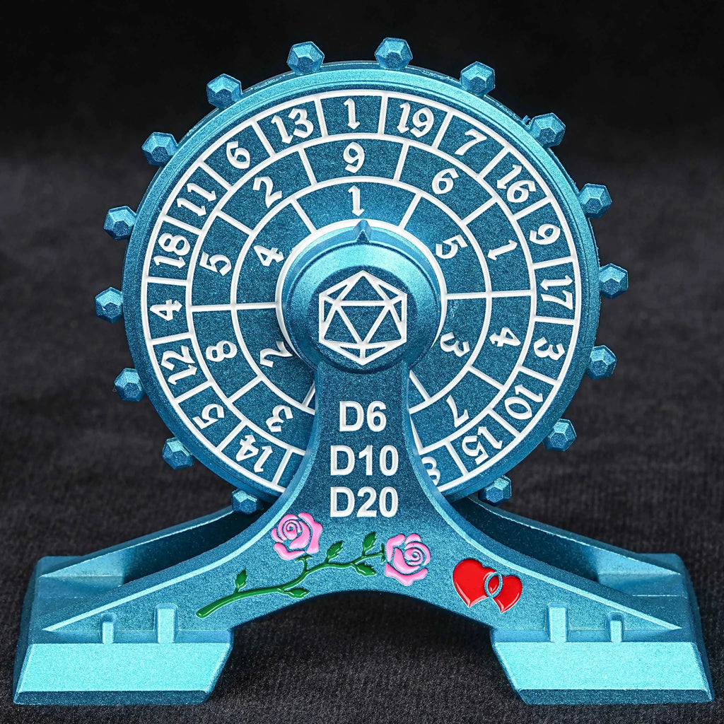Metal DND Dice Spinner: Rose Love Ferris Wheel Spinning Dice