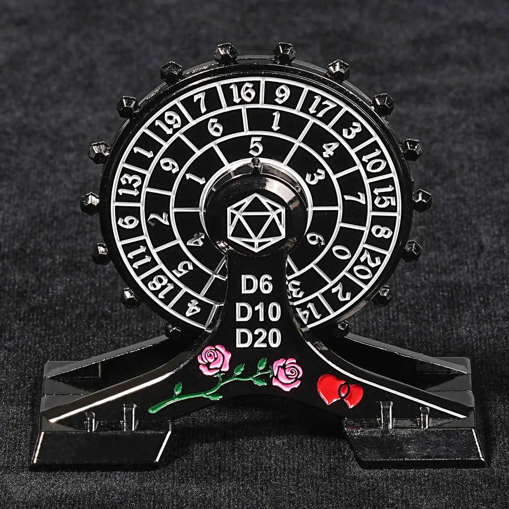Metal DND Dice Spinner: Rose Love Ferris Wheel Spinning Dice