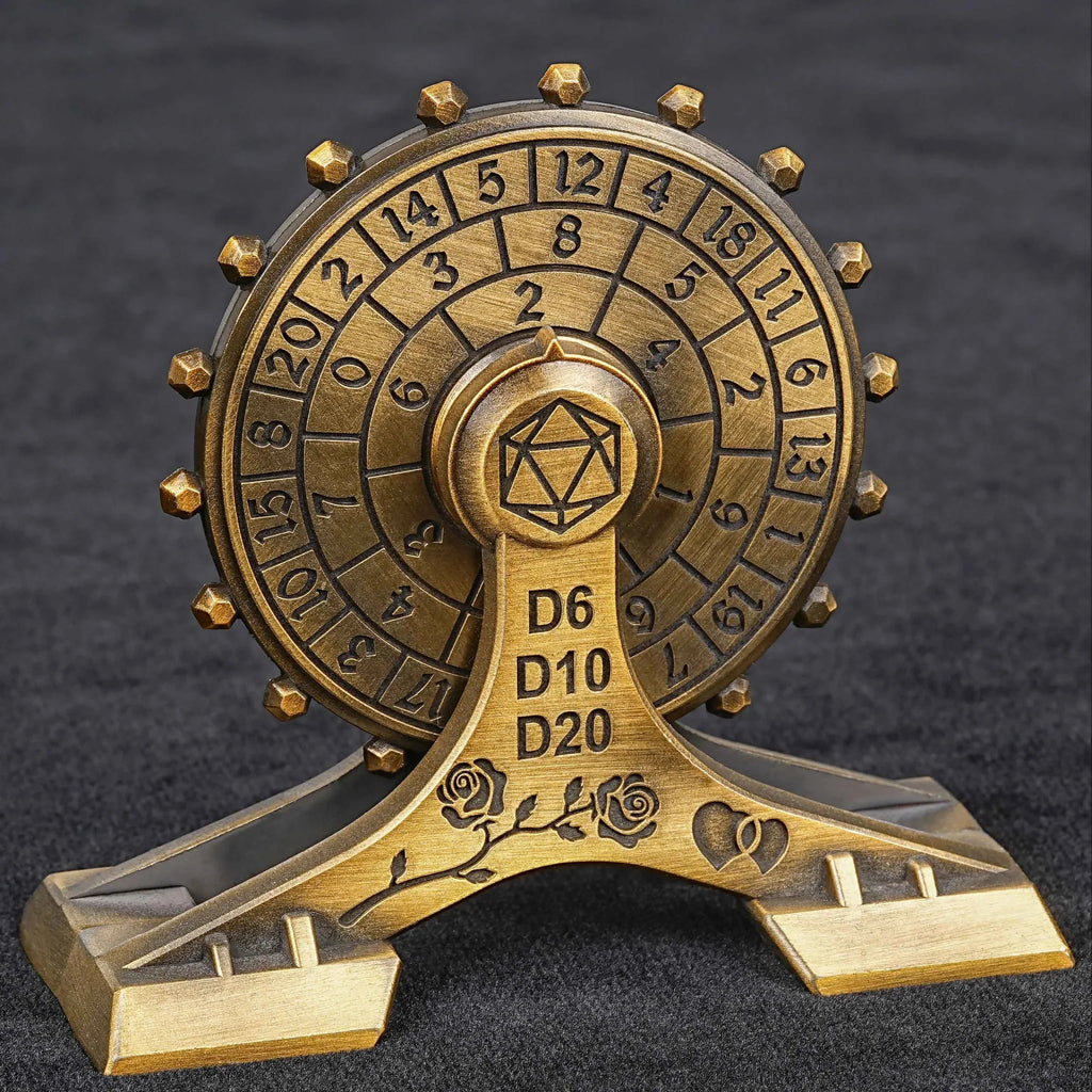 Metal DND Dice Spinner: Rose Love Ferris Wheel Spinning Dice