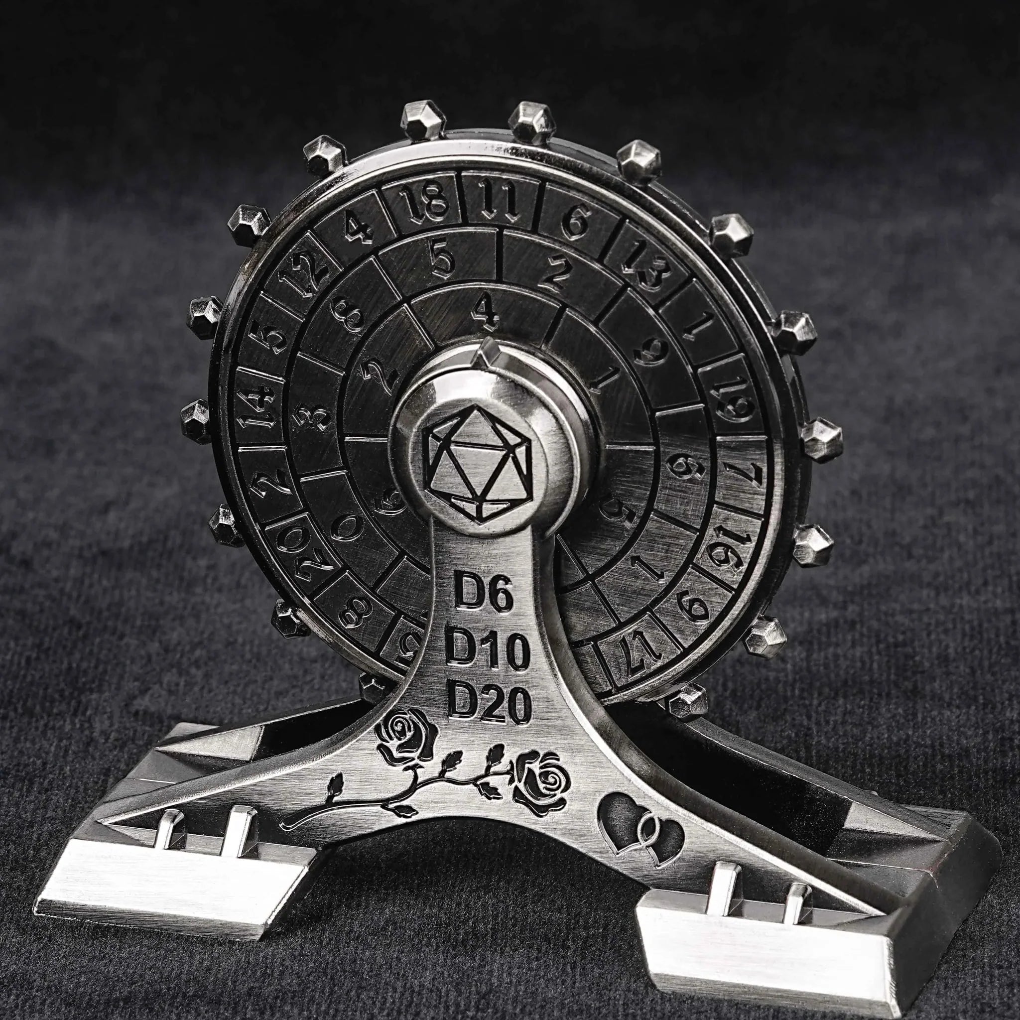 Metal DND Dice Spinner: Rose Love Ferris Wheel Spinning Dice