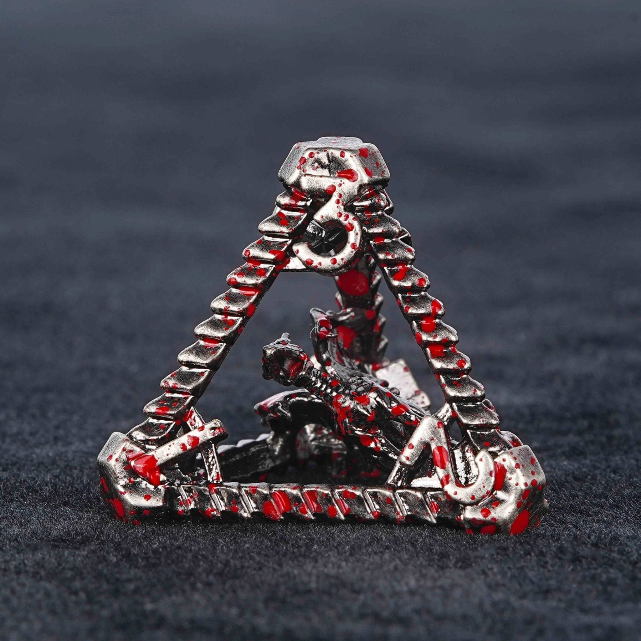 Metal Hollow 3D Dragon D&D Bloodstain Dice Set