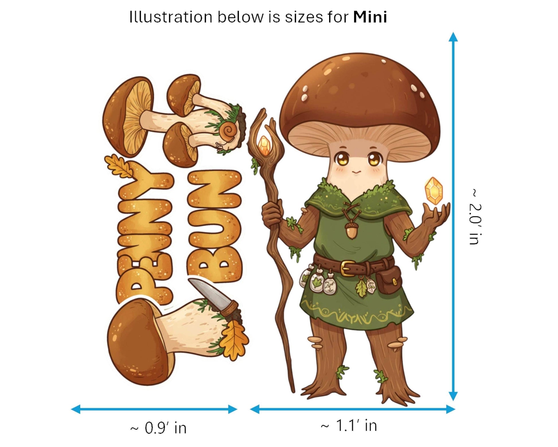 Penny Bun Sticker and Magnet - Woodland Wanderer Fungikins™ – Edible Mushroom Art | Waterproof & UV-Proof - Sticker / Mini