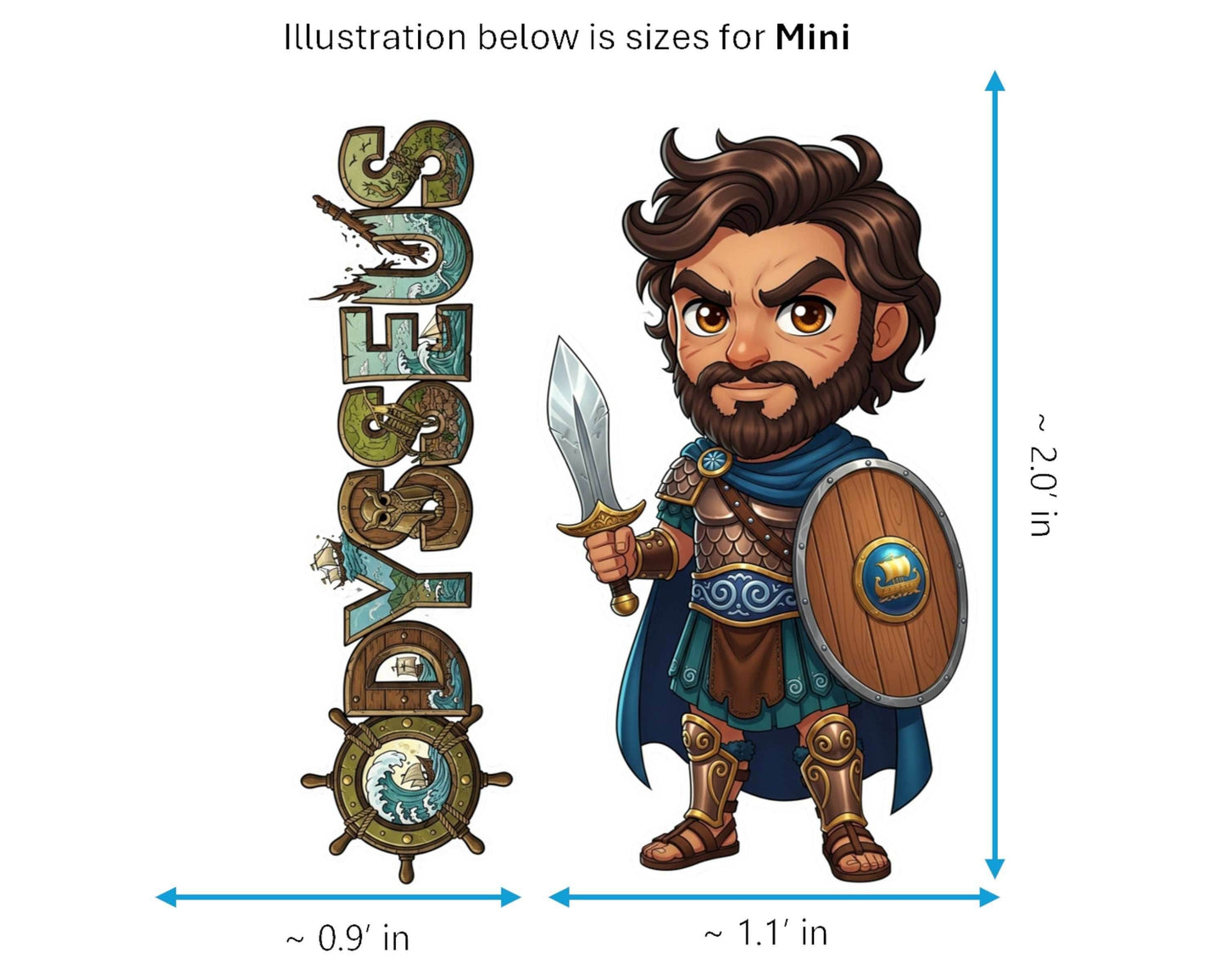Odysseus Sticker and Magnet - Polymetis Mythkins™ – Cunning Hero of the Odyssey | Waterproof & UV-Proof - Sticker / Mini