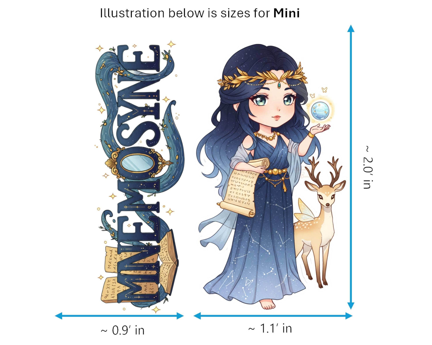 Mnemosyne Sticker and Magnet - Mother of the Muses Mythkins™ – Titan Goddess of Memory | Waterproof & UV-Proof - Sticker / Mini