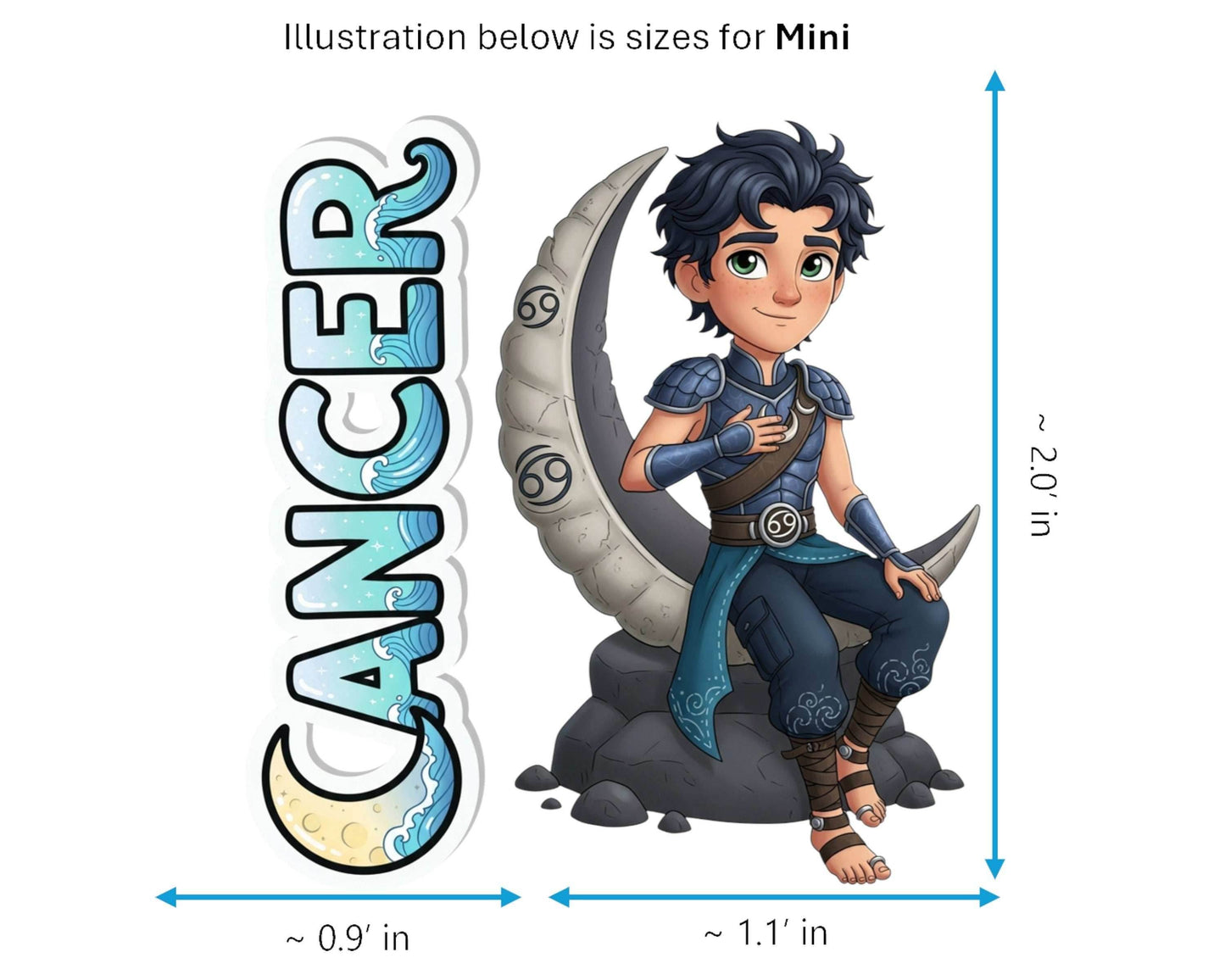 Cancer Sticker and Magnet - the Moon Child Horoskins™ – Zodiac Water Sign | Waterproof & UV-Proof - Sticker / Mini