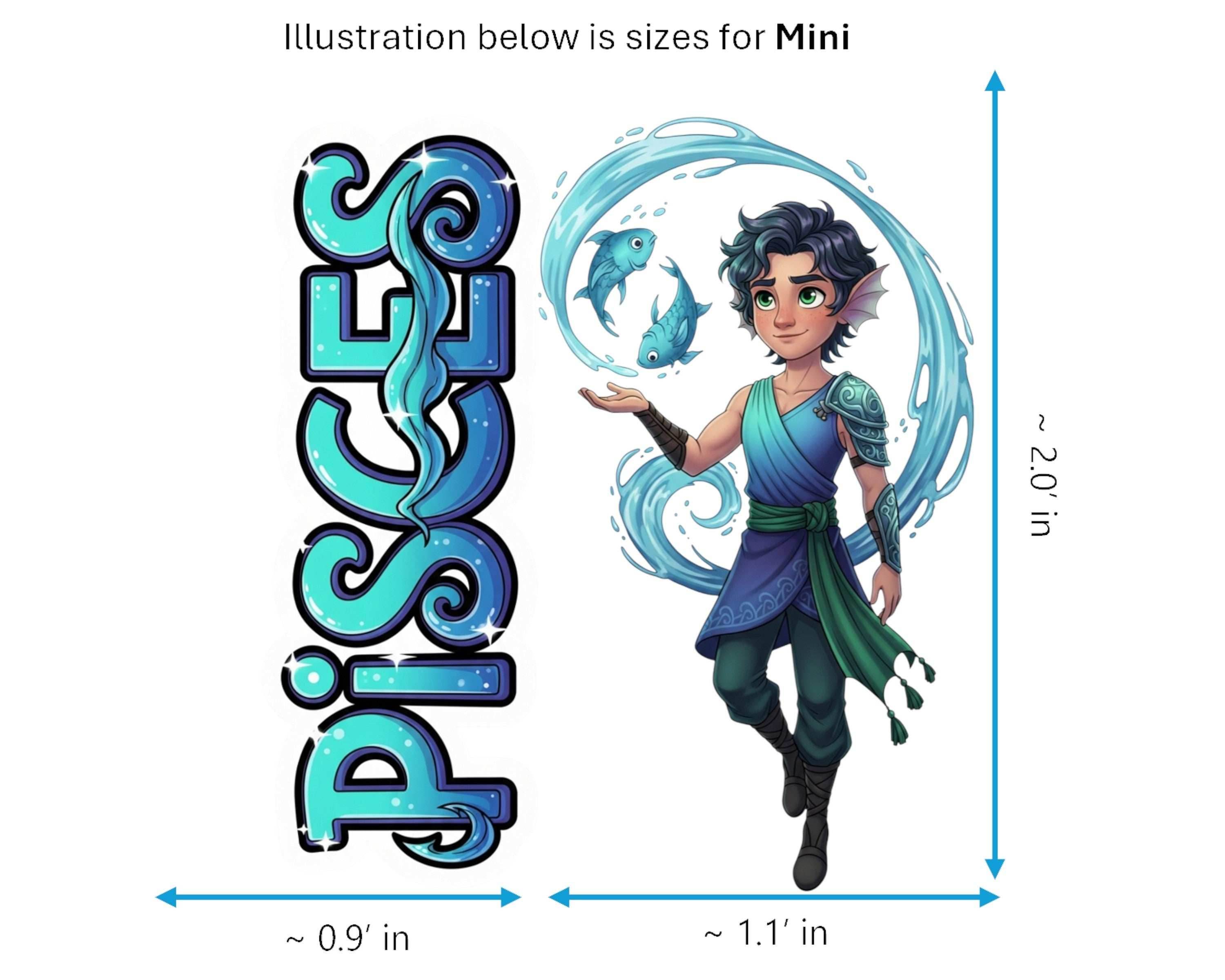 Pisces Sticker and Magnet - the Dreamer Horoskins™ – Zodiac Water Sign | Waterproof & UV-Proof - Sticker / Mini