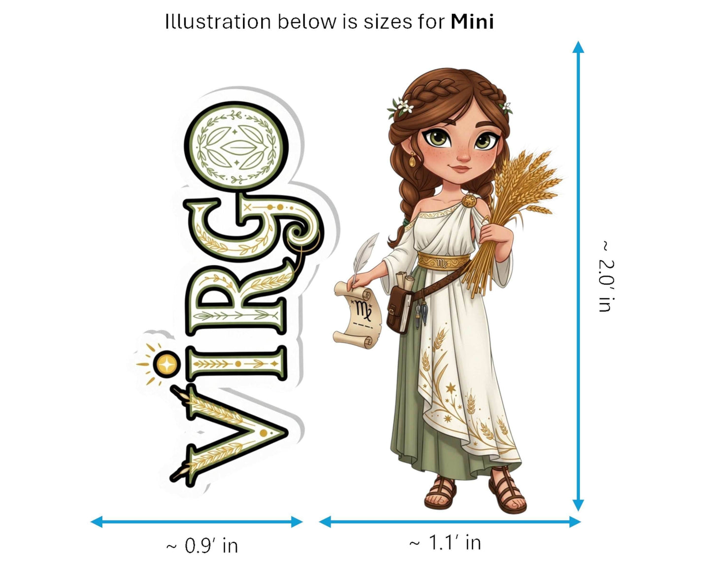 Virgo Sticker and Magnet - the Harvest Maiden Horoskins™ – Zodiac Earth Sign | Waterproof & UV-Proof - Sticker / Mini