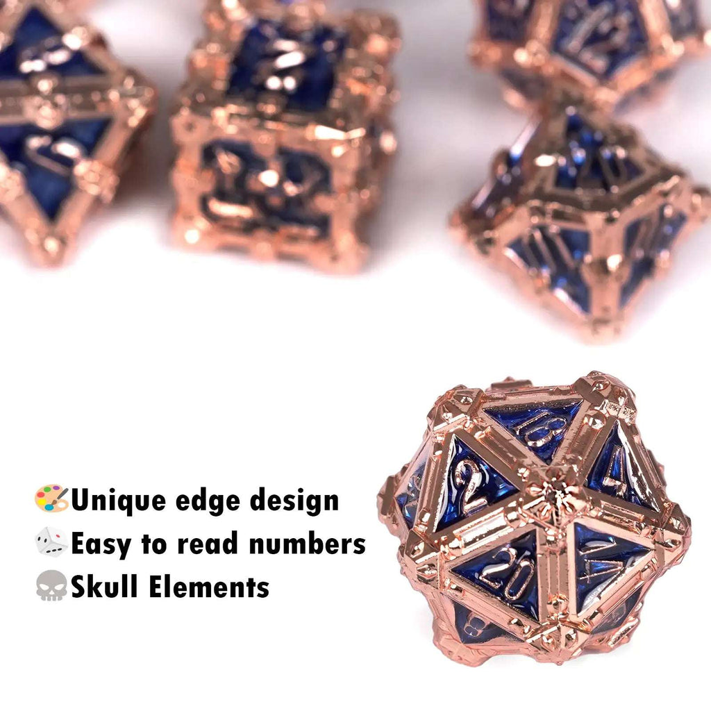 Mysterious dark gothic skeleton series metal dnd dice set