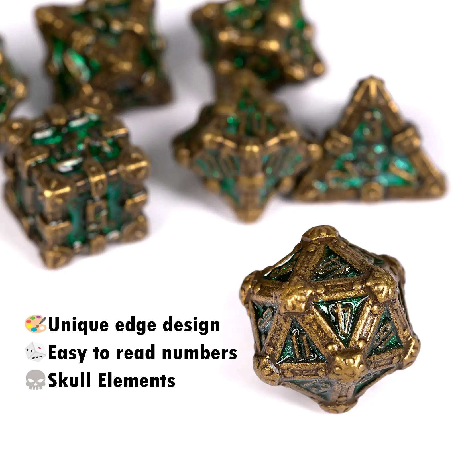 Mysterious dark gothic skeleton series metal dnd dice set