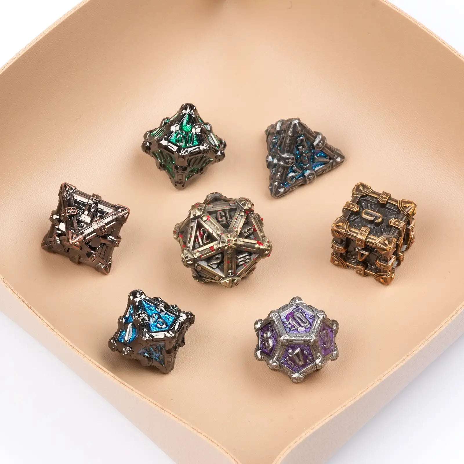 Mysterious dark gothic skeleton series metal dnd dice set