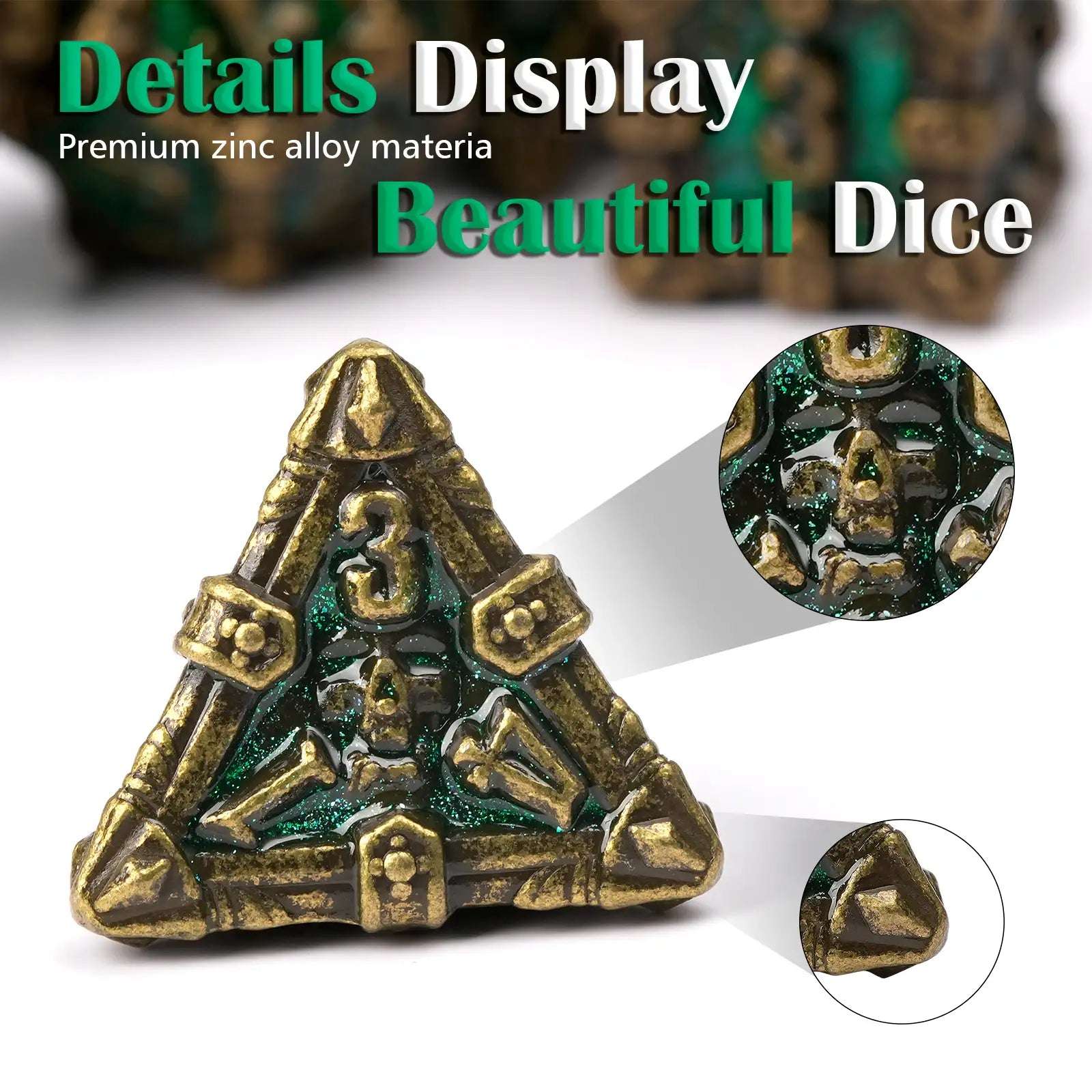 Mysterious dark gothic skeleton series metal dnd dice set