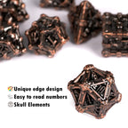 Mysterious dark gothic skeleton series metal dnd dice set