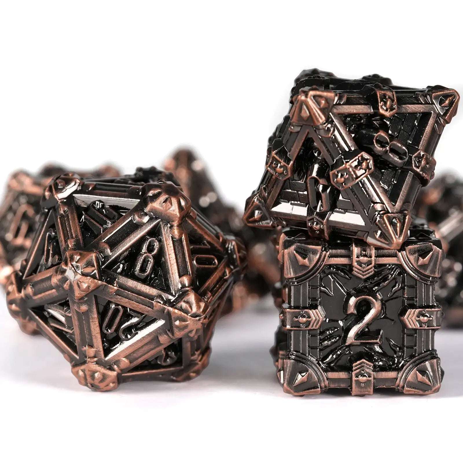 Mysterious dark gothic skeleton series metal dnd dice set
