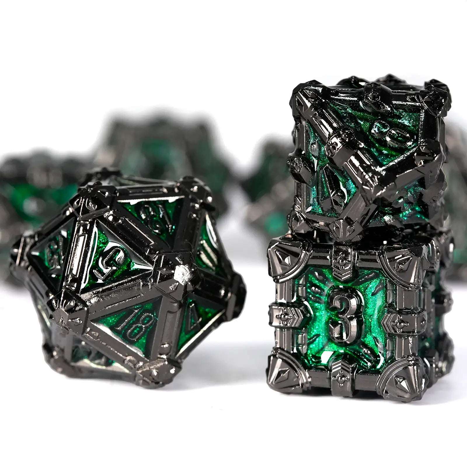 Mysterious dark gothic skeleton series metal dnd dice set