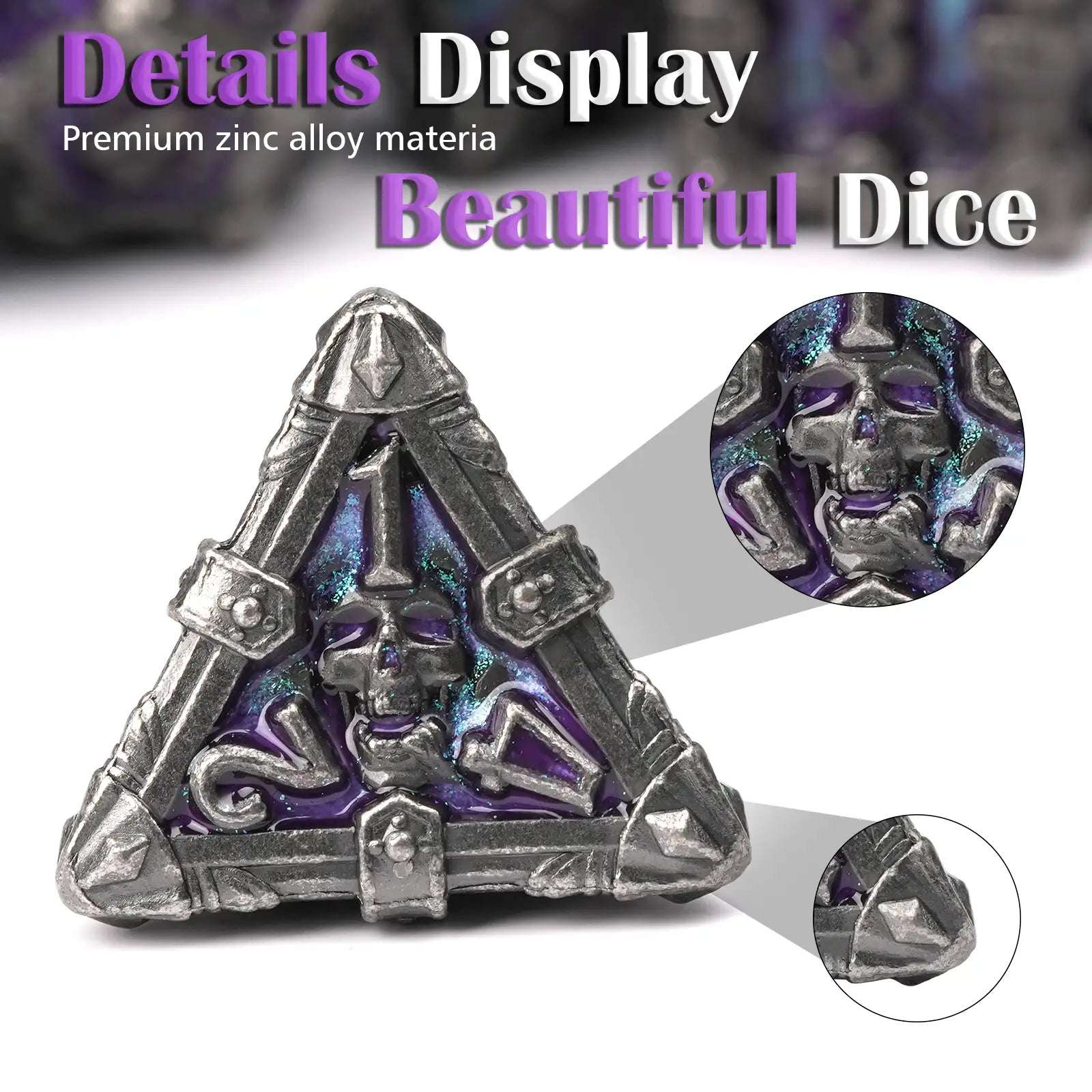Mysterious dark gothic skeleton series metal dnd dice set