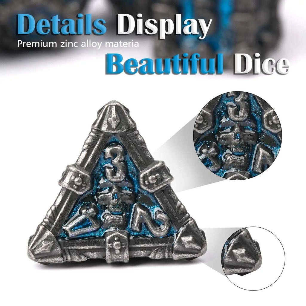 Mysterious dark gothic skeleton series metal dnd dice set