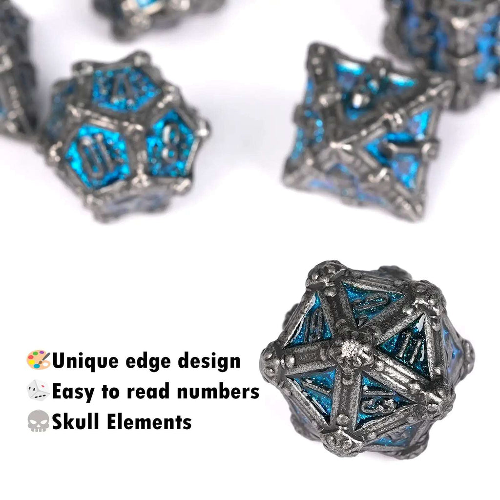 Mysterious dark gothic skeleton series metal dnd dice set