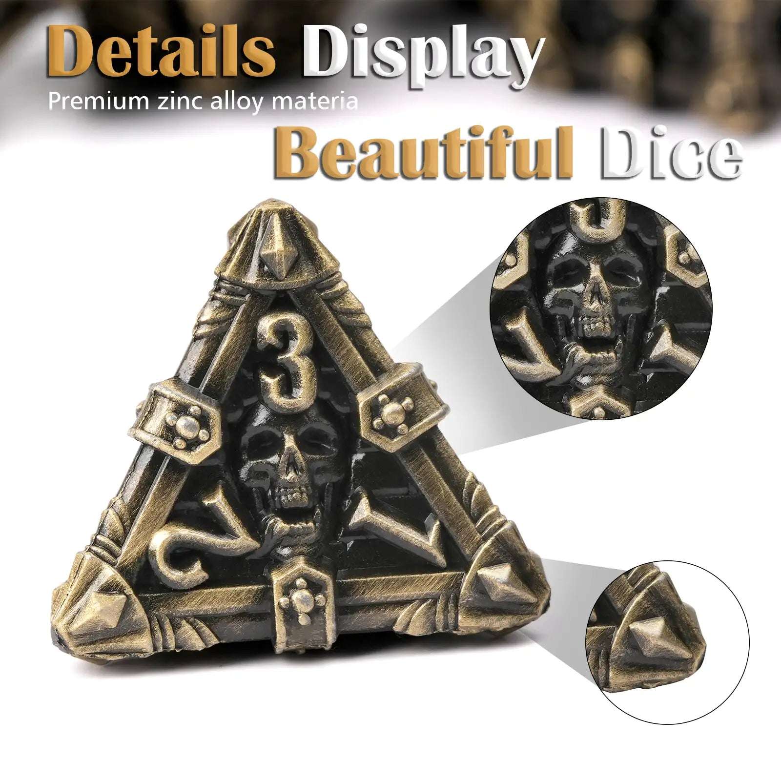 Mysterious dark gothic skeleton series metal dnd dice set