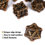 Mysterious dark gothic skeleton series metal dnd dice set