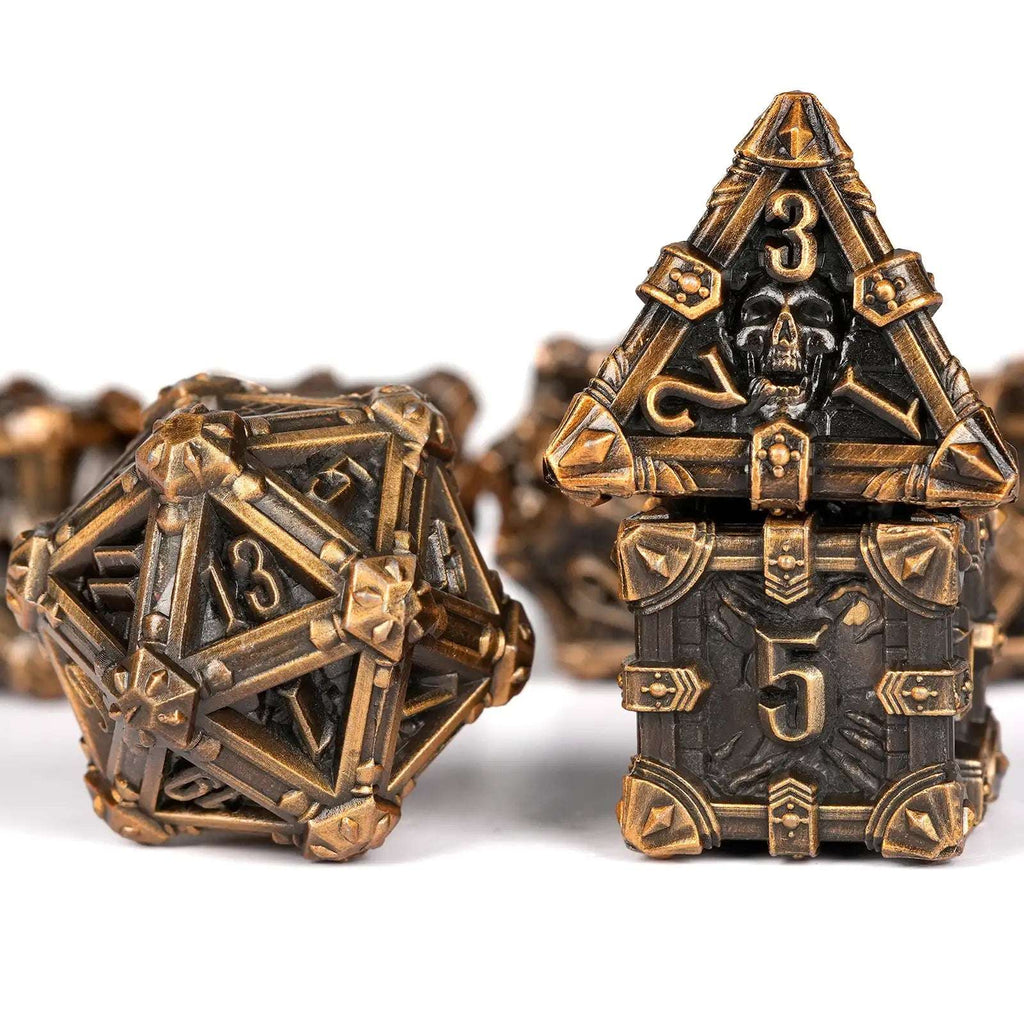 Mysterious dark gothic skeleton series metal dnd dice set